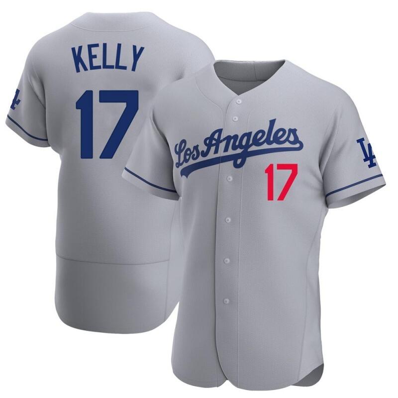 Men's Los Angeles Dodgers #17 Joe Kelly Grey Flex Base Stitched Jersey